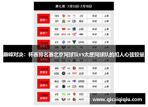 巅峰对决：杯赛排名赛北京网球队vs太原网球队的扣人心弦较量